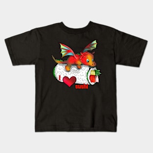 sushi roll with a cute dragon Kids T-Shirt